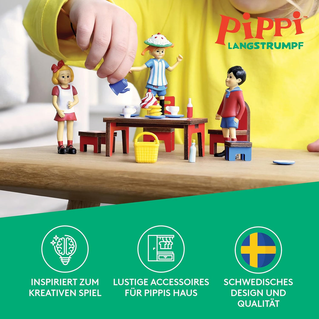 Pippi Langstrumpf Zubehör-Set Kaffeekränzchen – Offiziell Lizenziertes Produkt – Puppenhauszubehör f