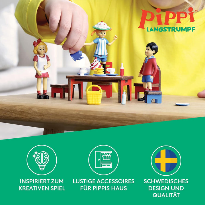 Pippi Langstrumpf Zubehör-Set Kaffeekränzchen – Offiziell Lizenziertes Produkt – Puppenhauszubehör f