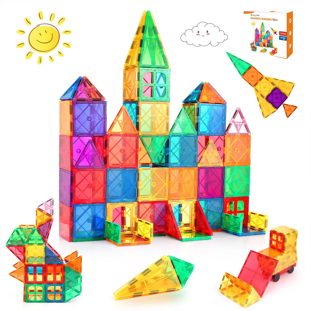 LeagoEra Magnetische Bausteine 70 Teile, Magnetspielzeug Magneten Kinder Magnetbausteine Magnet Spie