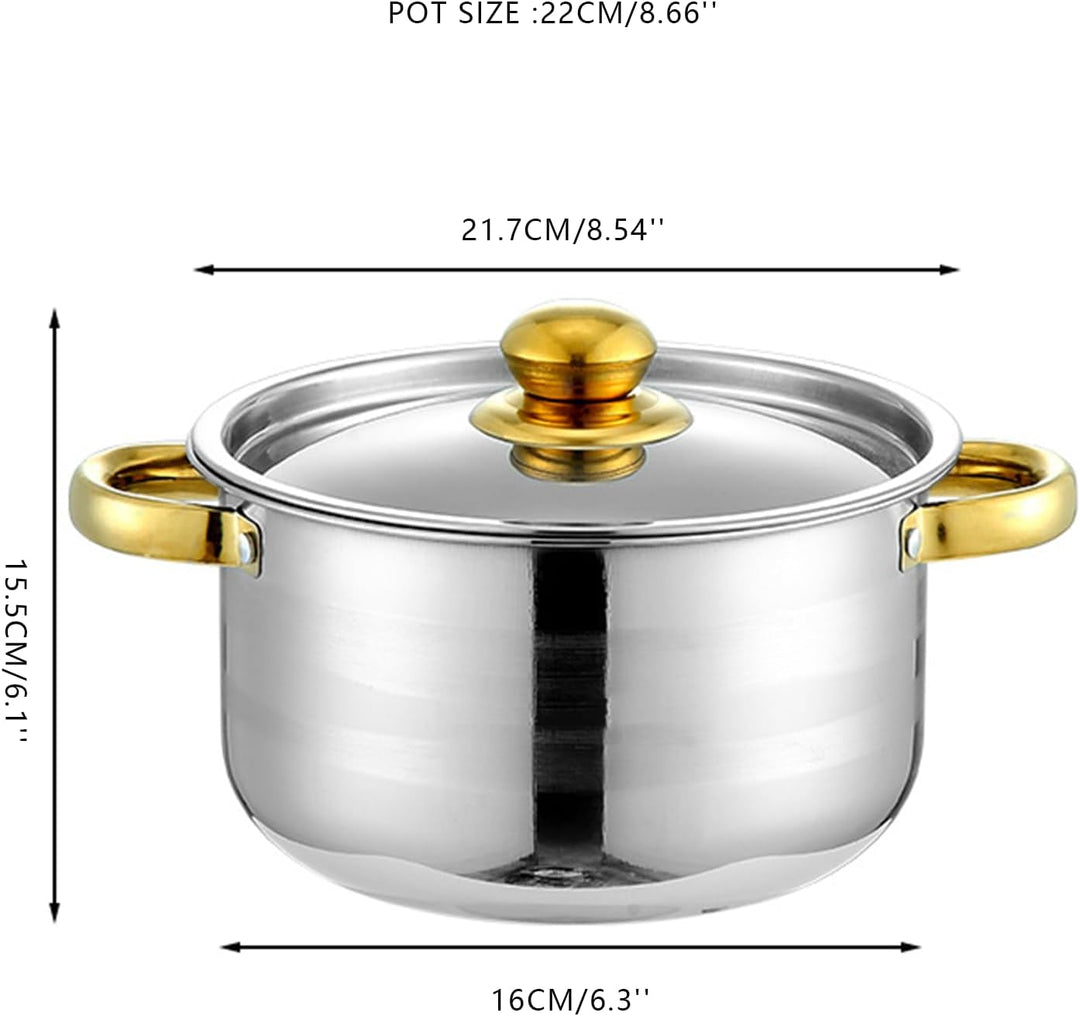 Topfset Induktion Edelstahl 10-teilig,5 Töpfe mit 5 Deckeln,Edelstahl | Kochtopf Set für Alle Herdar