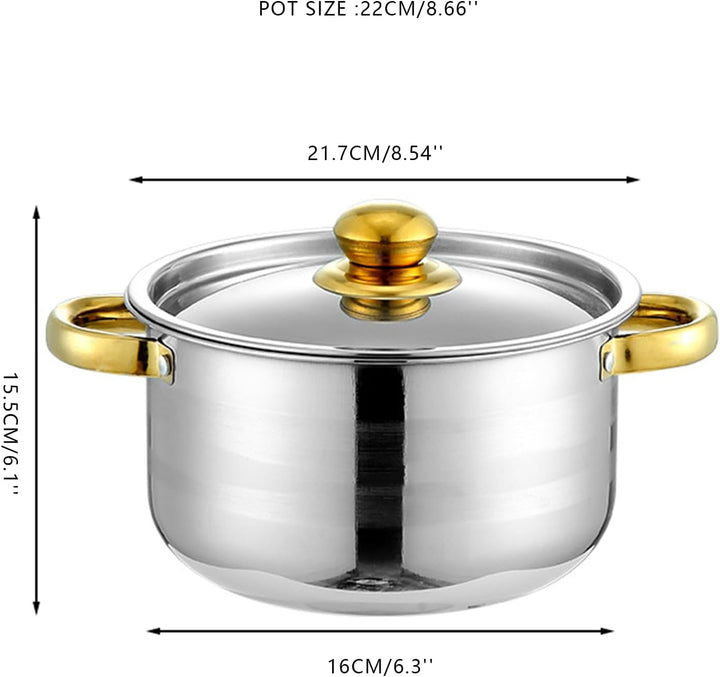 Topfset Induktion Edelstahl 10-teilig,5 Töpfe mit 5 Deckeln,Edelstahl | Kochtopf Set für Alle Herdar