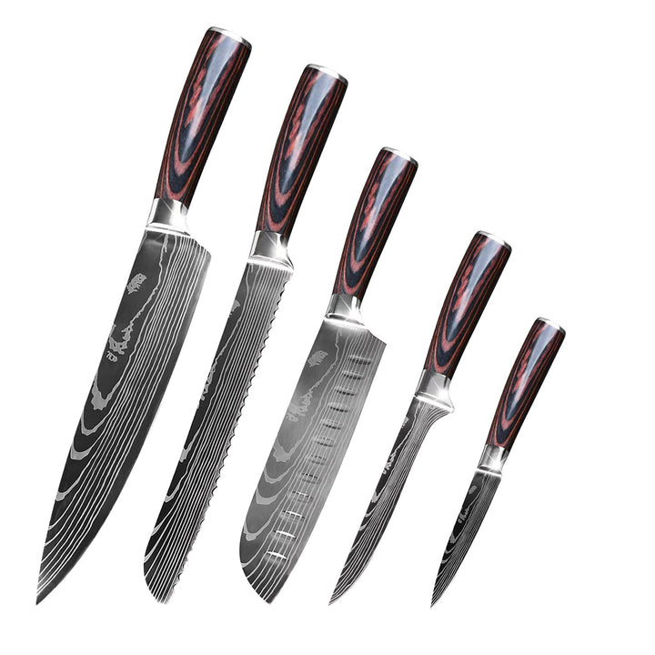 Gustrug Messerset 5-tlg Küchenmesser Set mit Ergonomischen Griff, Profi Messer Set aus Hochwertigem
