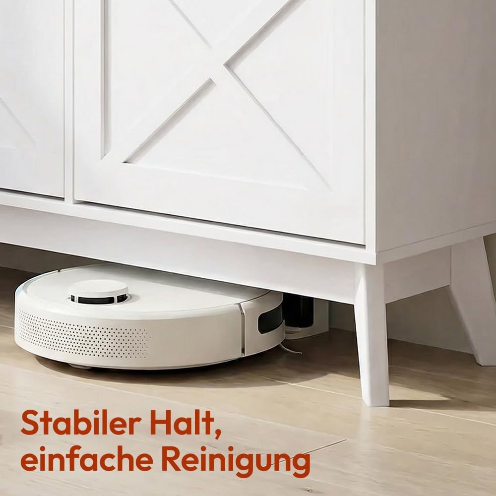 CASABEL Schuhschrank mit 4 Klappen, Fronten mit Kreuzmuster, Weiss, Funktionales Design, Grosse Kapa