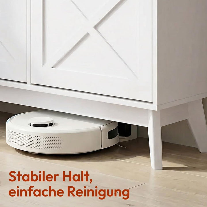 CASABEL Schuhschrank mit 4 Klappen, Fronten mit Kreuzmuster, Weiss, Funktionales Design, Grosse Kapa