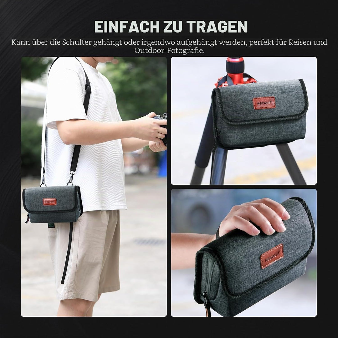 NEEWER Kamera Objektiv Filtertasche mit wasserabweisender Hartschale, 6 weichen Taschen, Schultergur