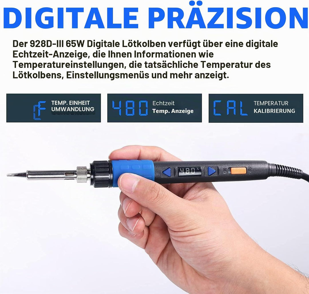 YIHUA 928D-III Tragbares digitales Lötkolben-Set mit Temperaturstabilisierungsfunktion und LED-Displ