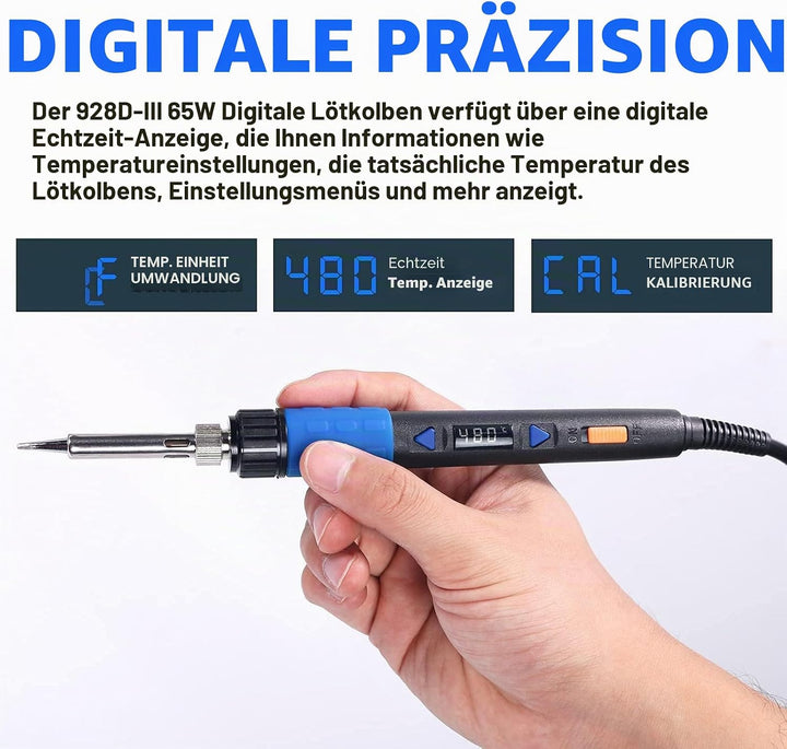 YIHUA 928D-III Tragbares digitales Lötkolben-Set mit Temperaturstabilisierungsfunktion und LED-Displ