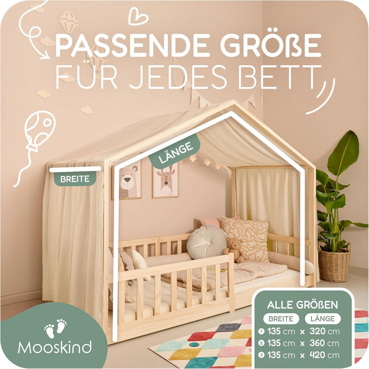 Mooskind Hausbett Himmel – Aus weichem Musselin in 7 Farben – 100% Bio-Baumwolle – Traumhafte Hausbe