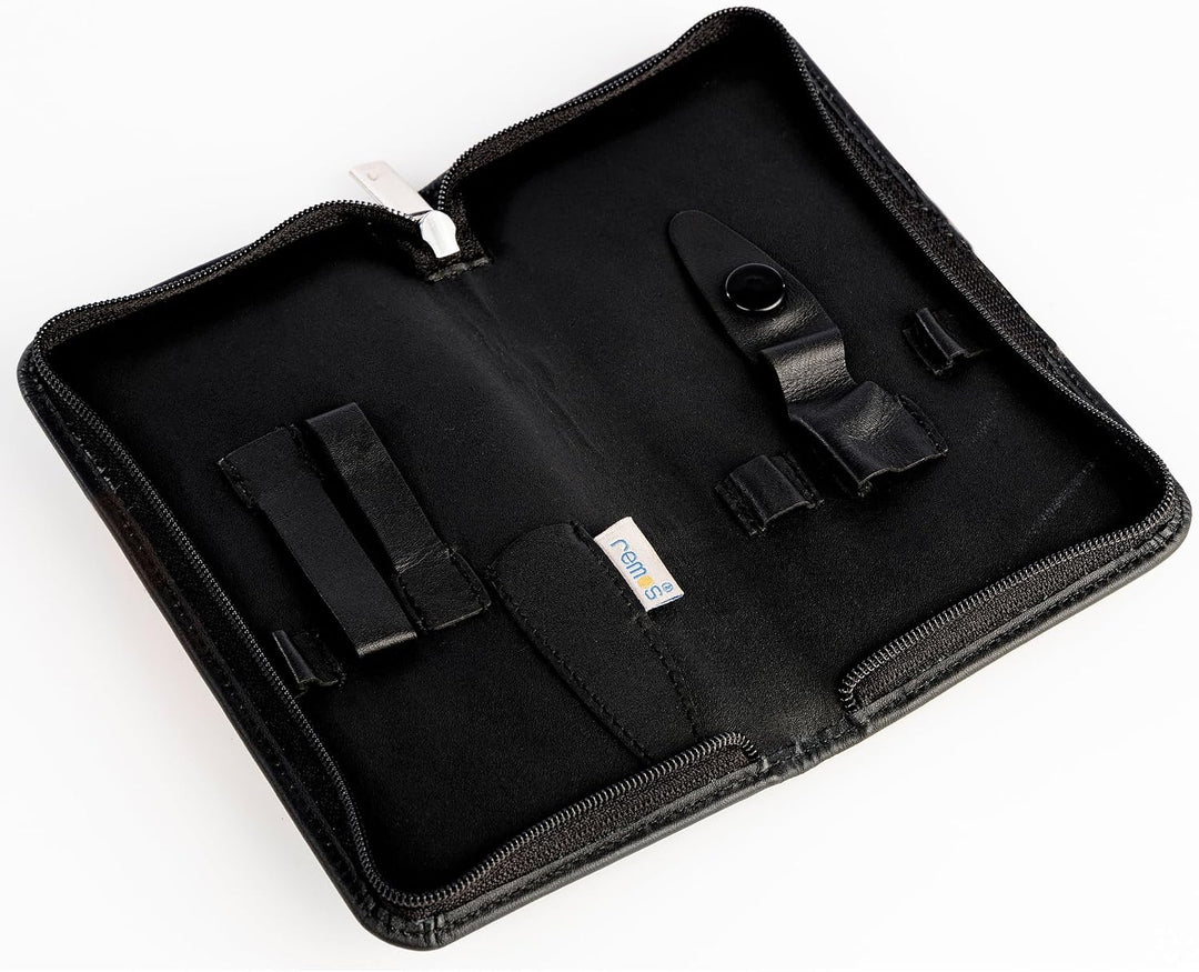 REMOS Nageletui leer aus echtem Leder zum Bestücken mit 7 Instrumenten - schwarz, Schwarz