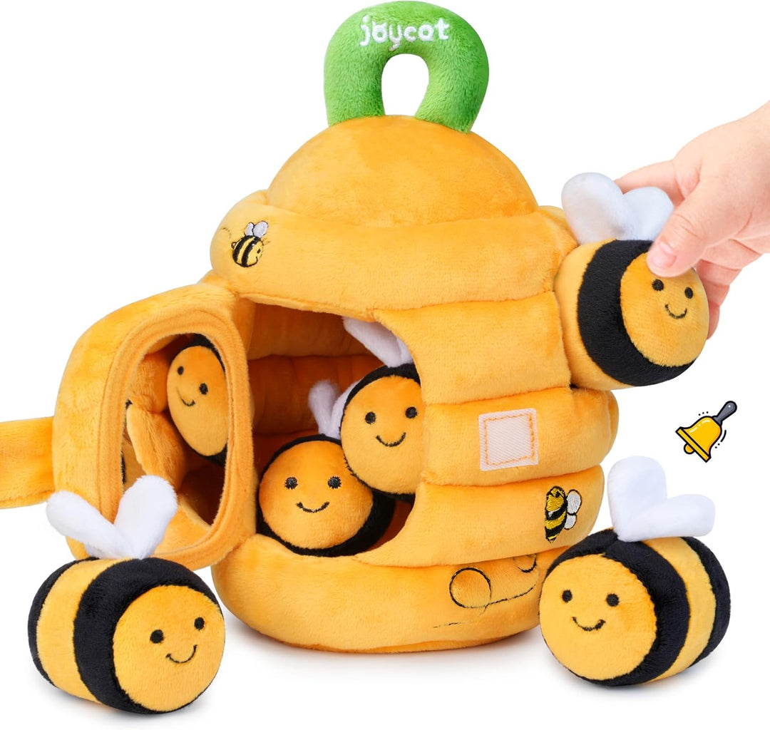 JoyCat Baby Spielzeug 6-12 Monate, Baby Bienenstock mit 5 Bienen Sensorik Spielzeug, Rassel, Spiegel