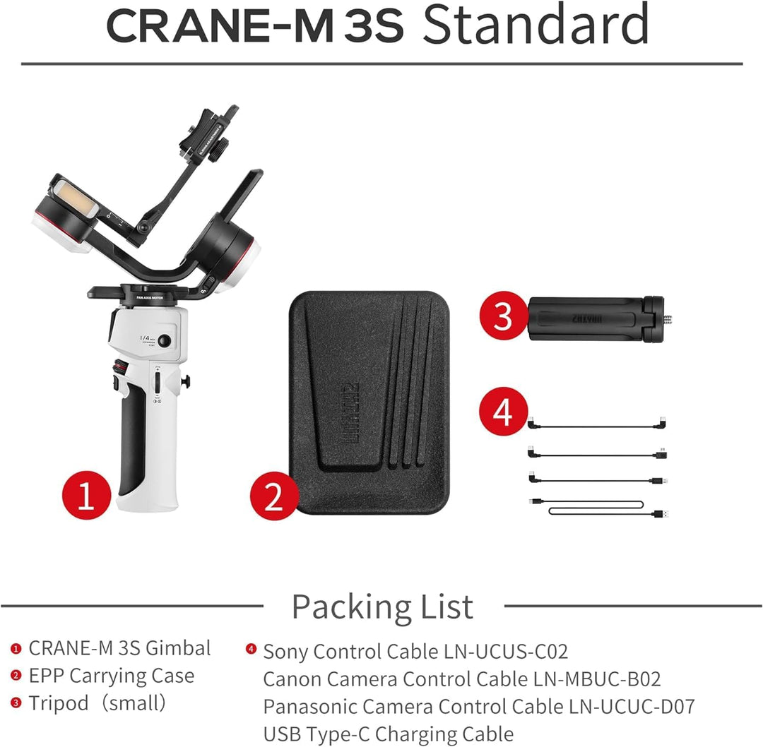 ZHIYUN Crane M3S [Official] Gimbal Stabilisator für Kamera Spiegellose/Smartphone/Action Cam/Gopro,