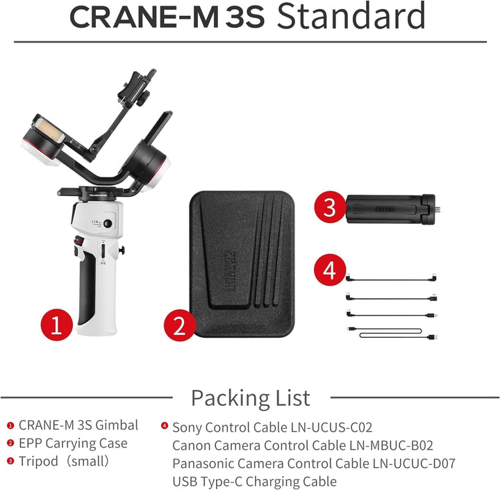 ZHIYUN Crane M3S [Official] Gimbal Stabilisator für Kamera Spiegellose/Smartphone/Action Cam/Gopro,