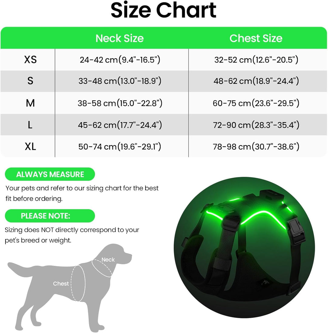 Light Up Dog Hundegeschirr Leuchtend LED Aufladbar - Leuchtgeschirr Leuchtend für Klein Mittelgrosse