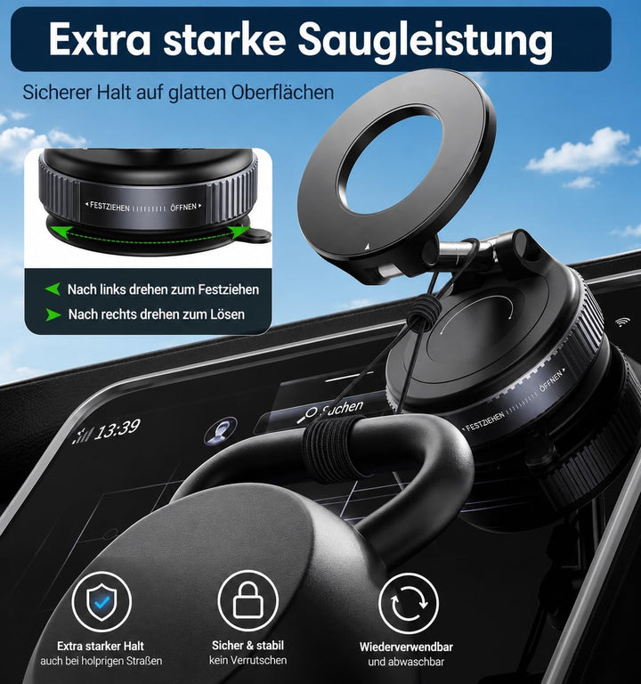 Telvesse 2026 Vakuum-Magnet Handyhalterung mit starker Saugkraft, klappbar & 360° verstellbar – Magn