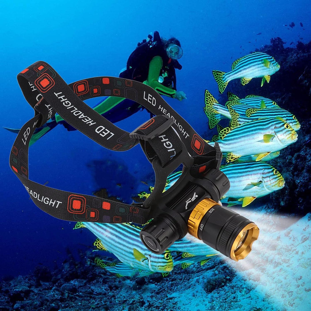 Cryfokt Tauchen Stirnlampe, 5000LM Super Bright Swimming Headlight 100M Diving Waterproof Diver Subm