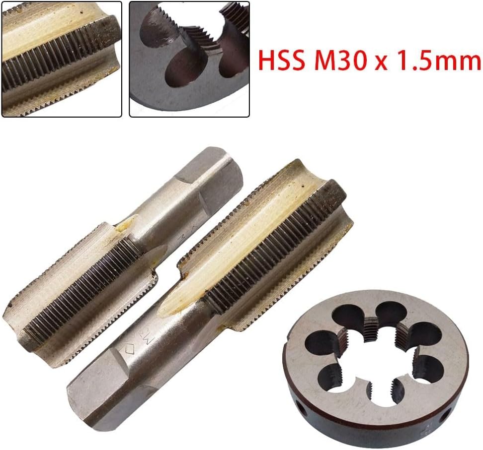 Gewindeschneider-Set, Hochgeschwindigkeitsstahl, M30 x 1,5 mm, Kegel und Gewindebohrer und M30 x 1,5