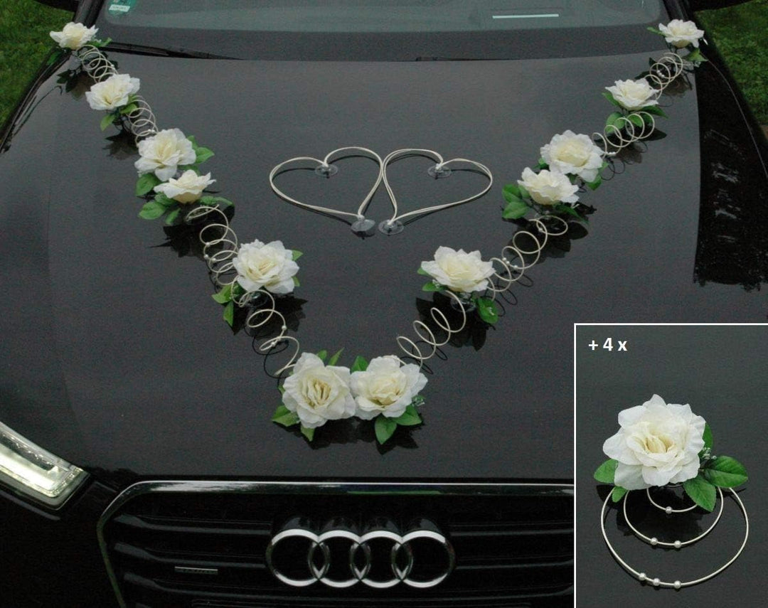 Marta Auto Schmuck Braut Paar Rose Deko Dekoration Autoschmuck Hochzeit Car Auto Wedding Deko PKW (E