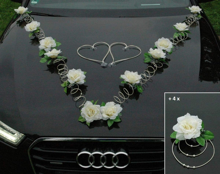 Marta Auto Schmuck Braut Paar Rose Deko Dekoration Autoschmuck Hochzeit Car Auto Wedding Deko PKW (E