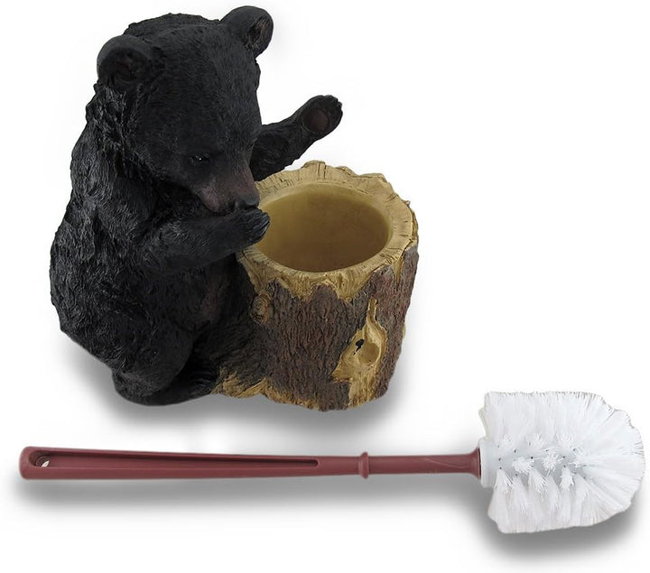 Zeckos Stinky Bear WC-Bürstenhalter, Kunstharz, Schwarz, Einheitsgrösse