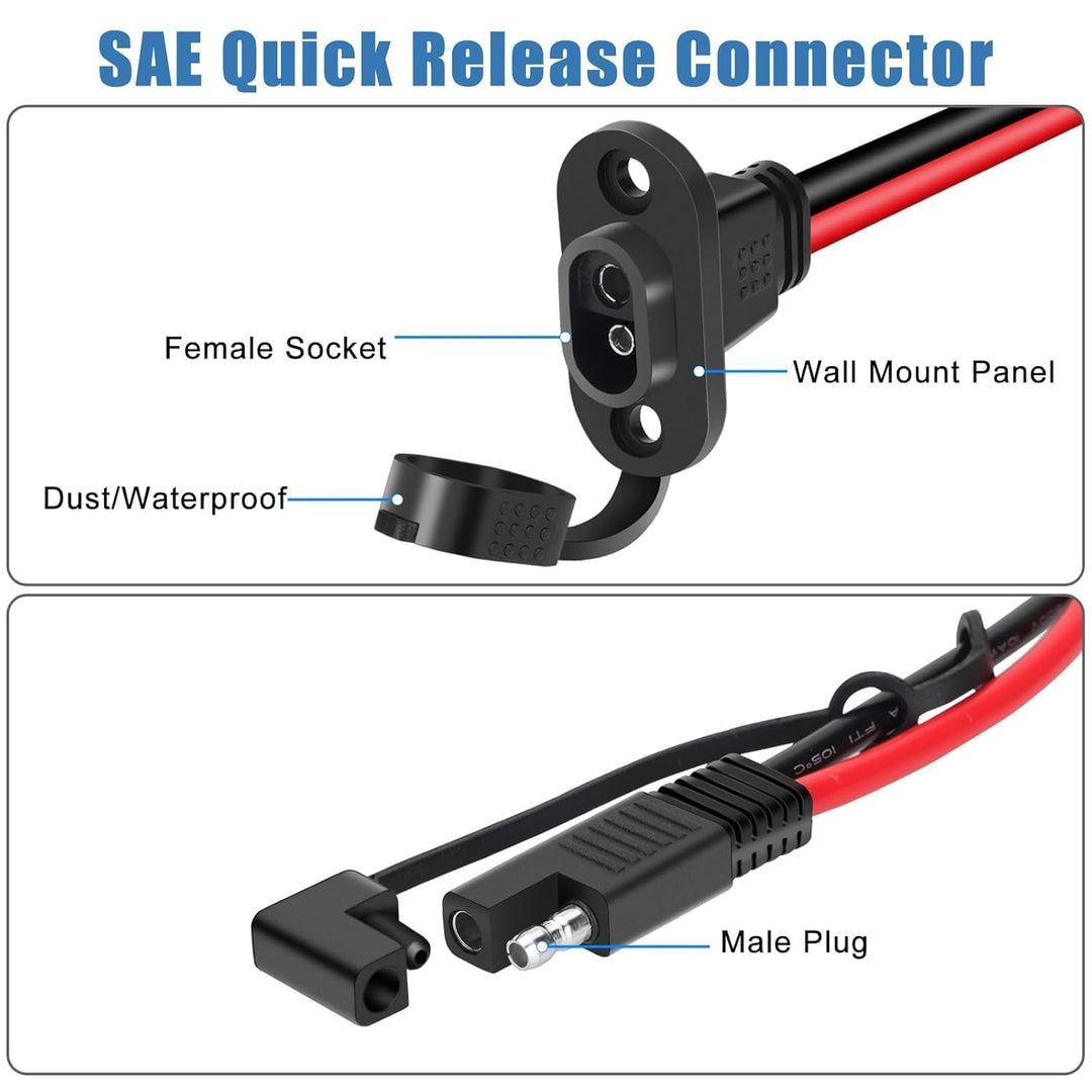 Linkstyle SAE-Schnellverbinder, SAE-Verlängerungskabel, 10 AWG, Stecker auf Buchse, Steckdose, Seite