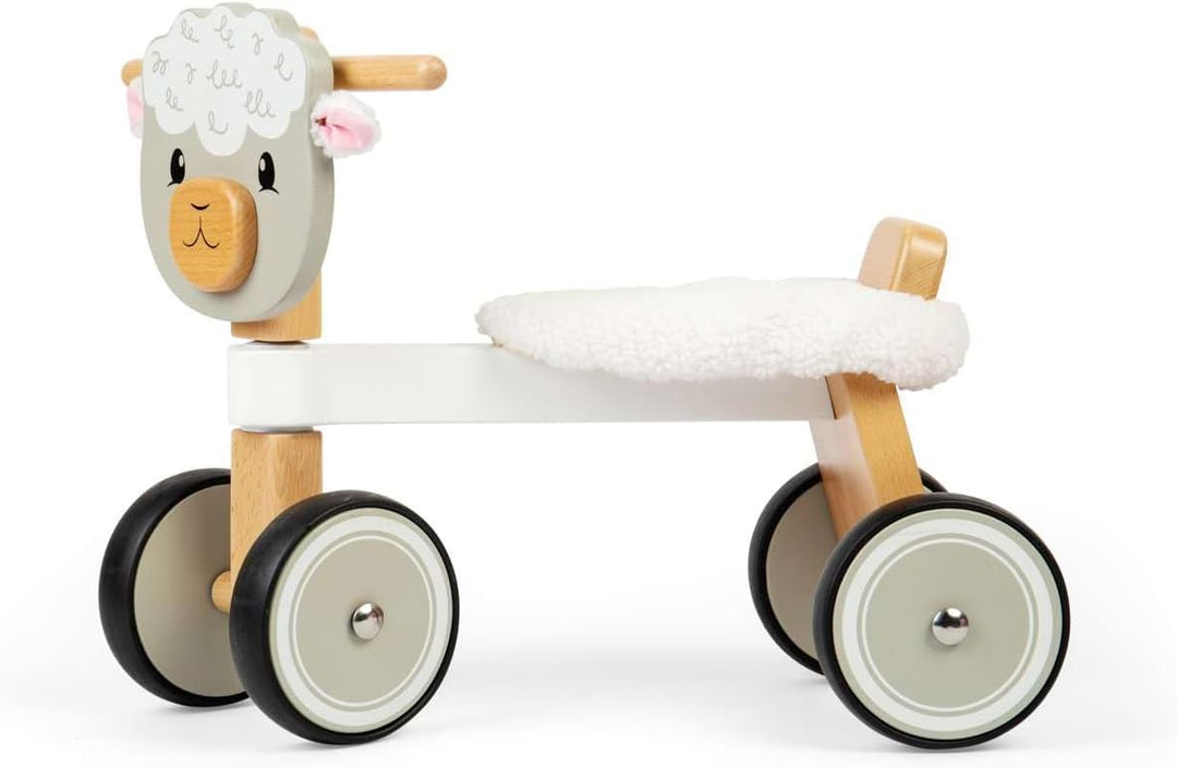 Bigjigs Toys Schiebeschaf, Mein erstes Laufrad für Kleinkinder, Holz-Dreirad Baby