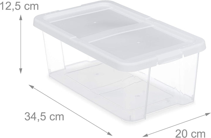 48 x Schuhbox Kunststoff, stapelbar, durchsichtige Aufbewahrungsboxen mit Deckel, HxBxT: 12,5 x20 x