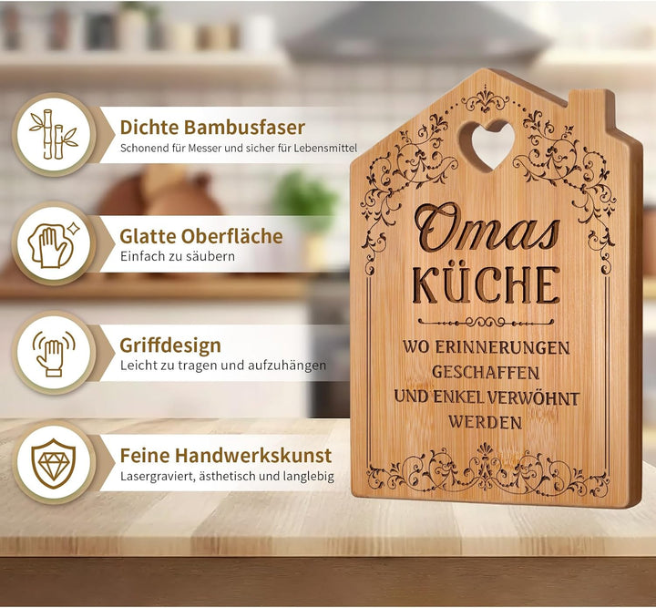 Oma Geschenk - Graviertes Bambus Schneidebrett, Oma Geschenk Geburtstag, Beste Oma Geschenke, Geburt
