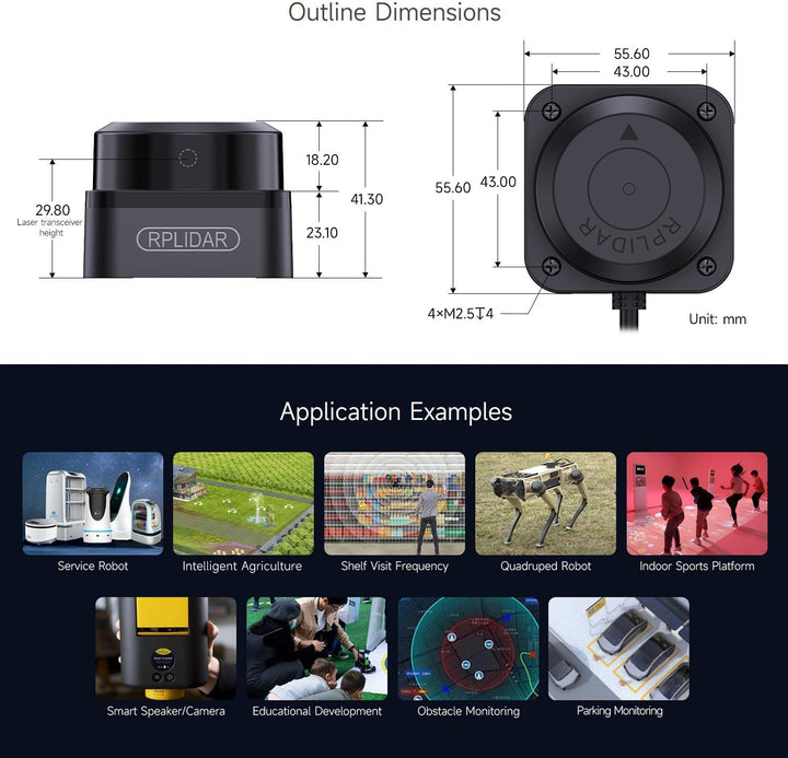 Waveshare Slamtec RPLIDAR C1 Laser Ranging Sensor, 360° Omnidirectional Lidar, Millimeter-Level High