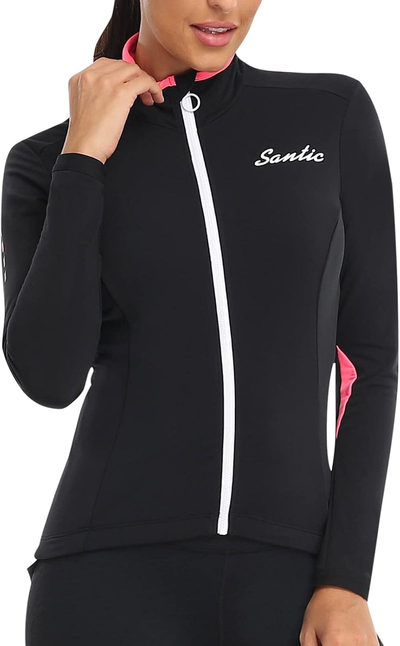 Santic Fahrradjacke Damen Winter Thermo Jacken Winddichte Laufjacke Leichte Atmungsaktiv Langarm Ref