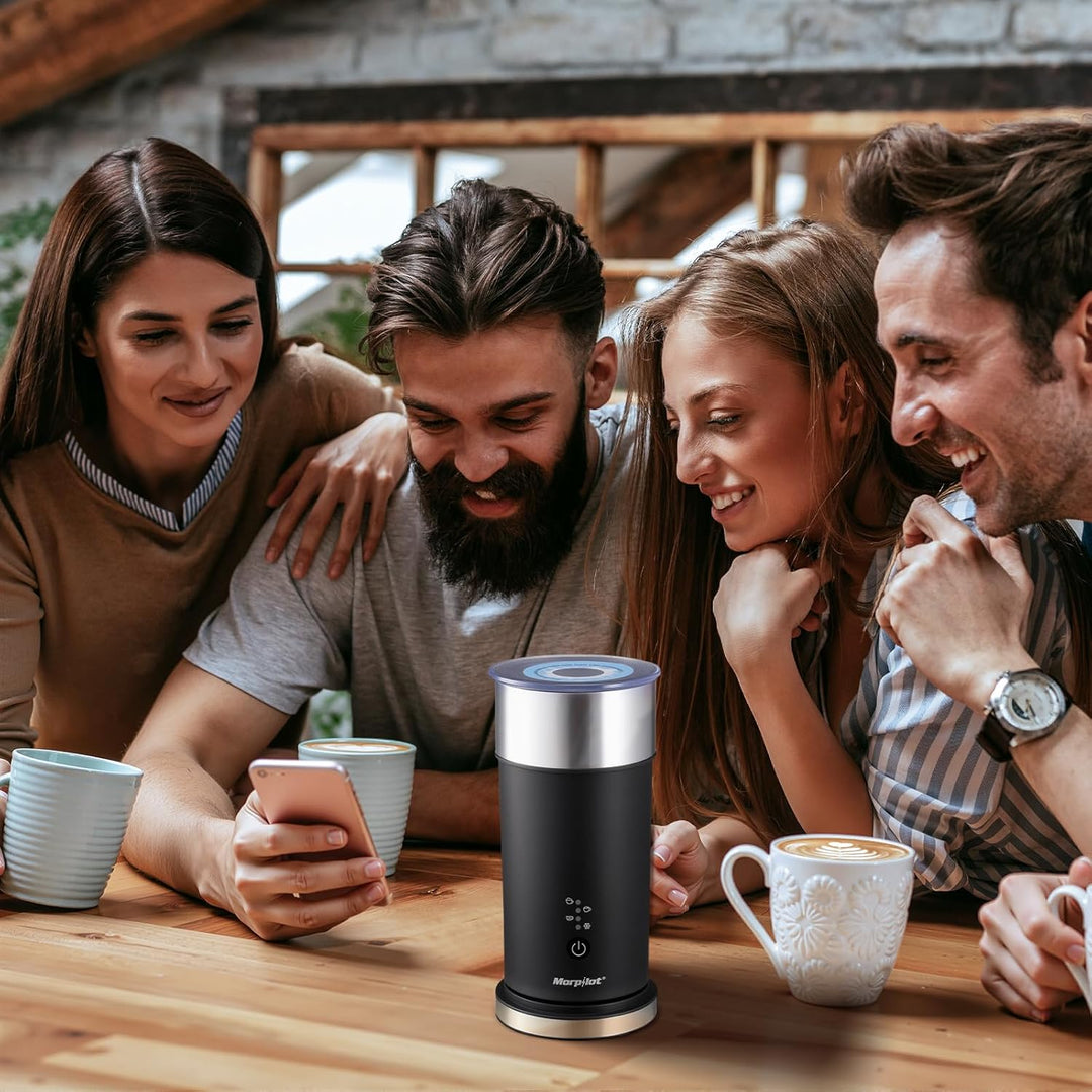 Morpilot Milchaufschäumer Elektrisch 4-in-1, 240ml, 400W für Heissen & Kalten Milchschaum, Edelstahl