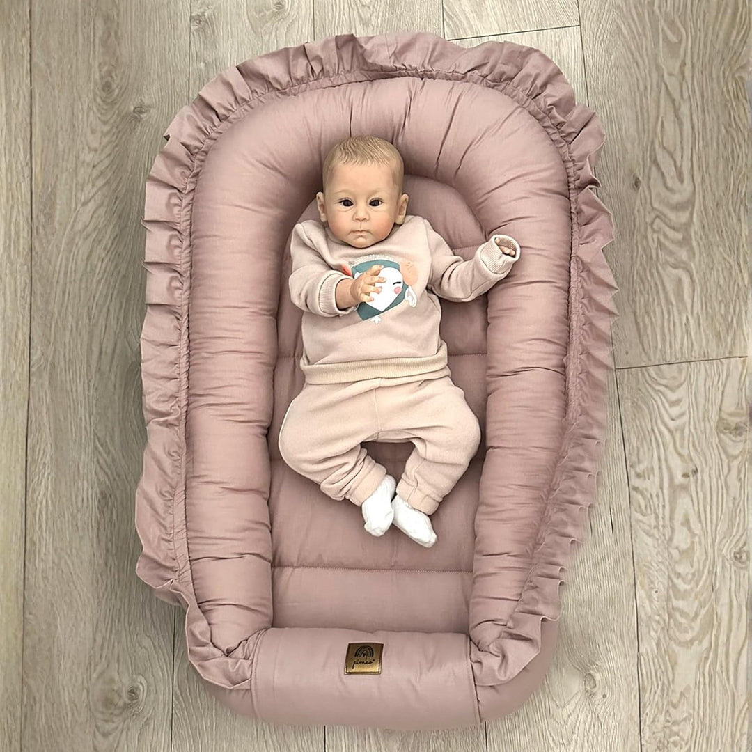 PIMKO Babynest mit rüschen Babynestchen für Baby Kuschelnest Babykokon für Neugeborene Baumwolle Nes