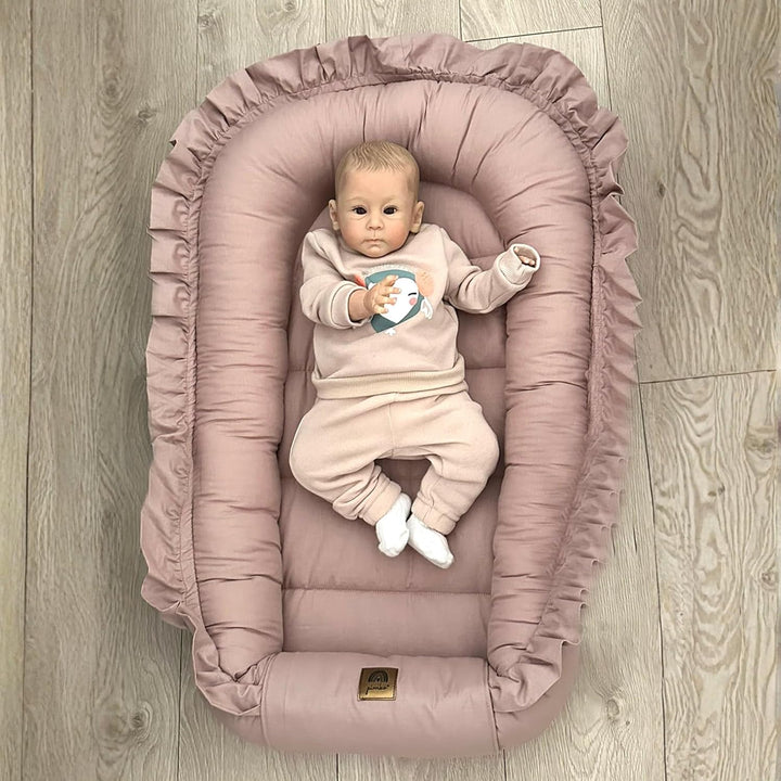 PIMKO Babynest mit rüschen Babynestchen für Baby Kuschelnest Babykokon für Neugeborene Baumwolle Nes
