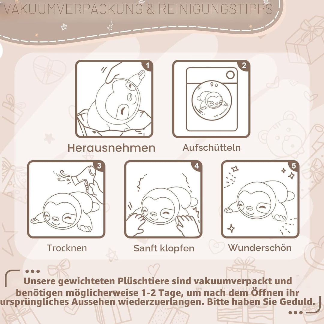 SQEQE Gewichtetes Faultier Kuscheltier, Weiches Faultier Plüschtier Kuscheltierkissen mit Gewicht, C