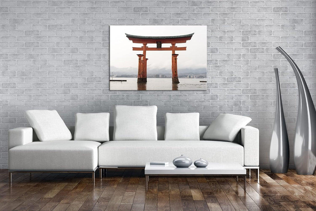 deyoli ehrwürdig japanisches Schreintor Format: 80x60 als Leinwandbild, Motiv fertig gerahmt auf Ech