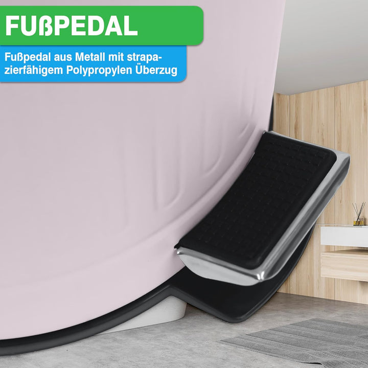 YourCasa® Mülleimer Bad 5L [Retro Style Zart-Rosa] Kosmetikeimer mit Softclose-Deckel & Inneneimer -