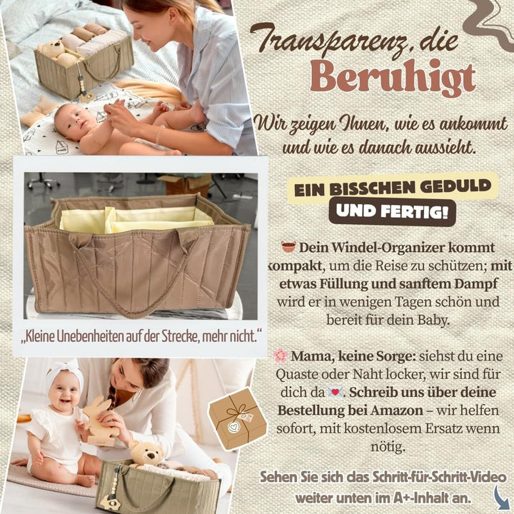 SEBRAM Windel-Organizer – Wickeltisch-Organizer mit verstellbaren Trennwänden für sofortige Ordnung