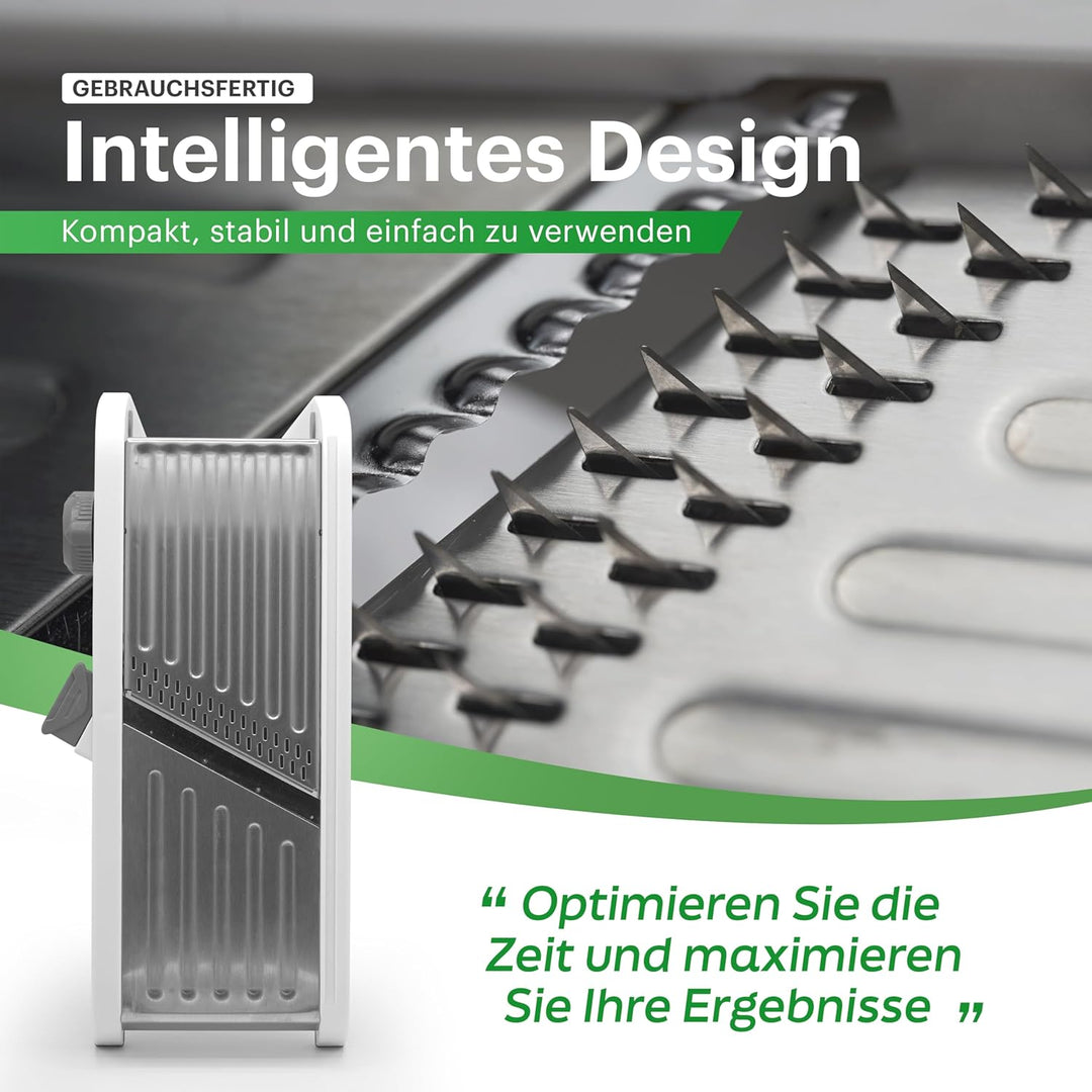 Gemüsehobel Mandoline Edelstahl – Professioneller Gemüseschneider mit einstellbarer Schnittstärke, J