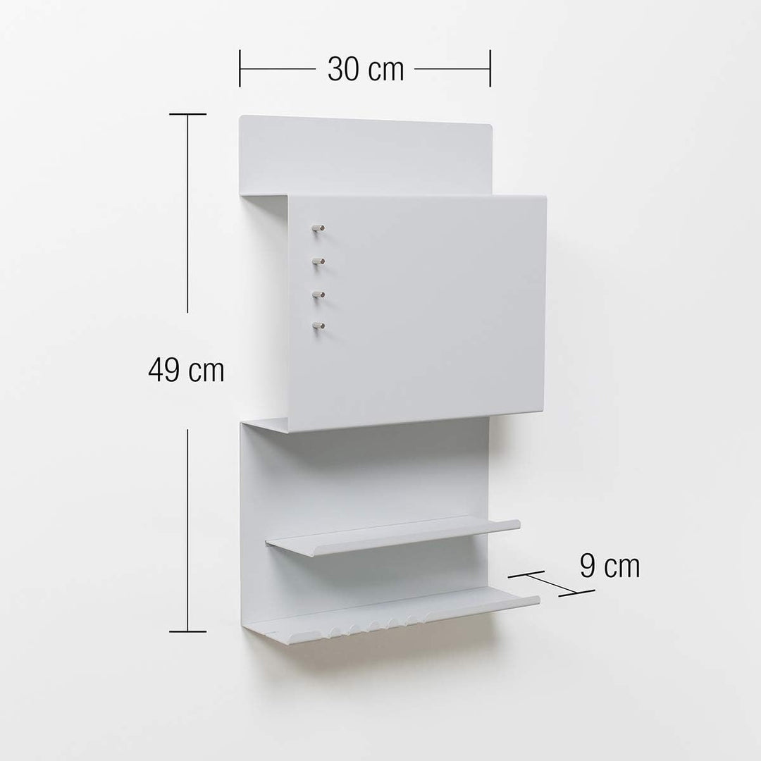 byde Wandorganizer Hepe aus Stahlstruktur. 30 x 9 x 49 cm 3-in-1 Wandregal mit Magnettafel und Magne