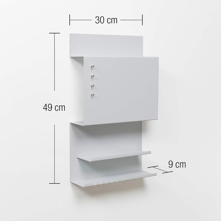 byde Wandorganizer Hepe aus Stahlstruktur. 30 x 9 x 49 cm 3-in-1 Wandregal mit Magnettafel und Magne