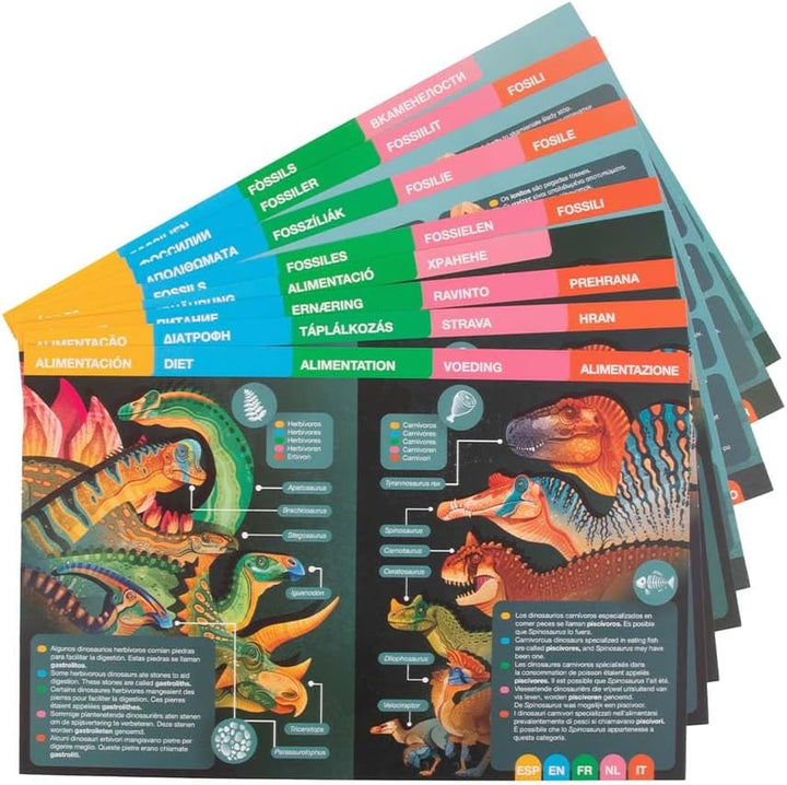 APLI Kids 20139 Magnetisches Lernspiel, Dinosaurier, Tafel mit 44 Magnetteilen und Erläuterungskarte