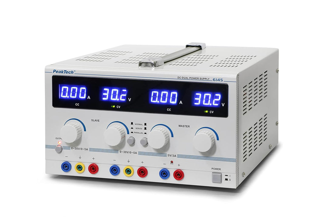 PeakTech Digtial Doppel Labornetzteil - Labornetzgerät 0-30V / 0-5A DC, stabilisiert, linear regelba