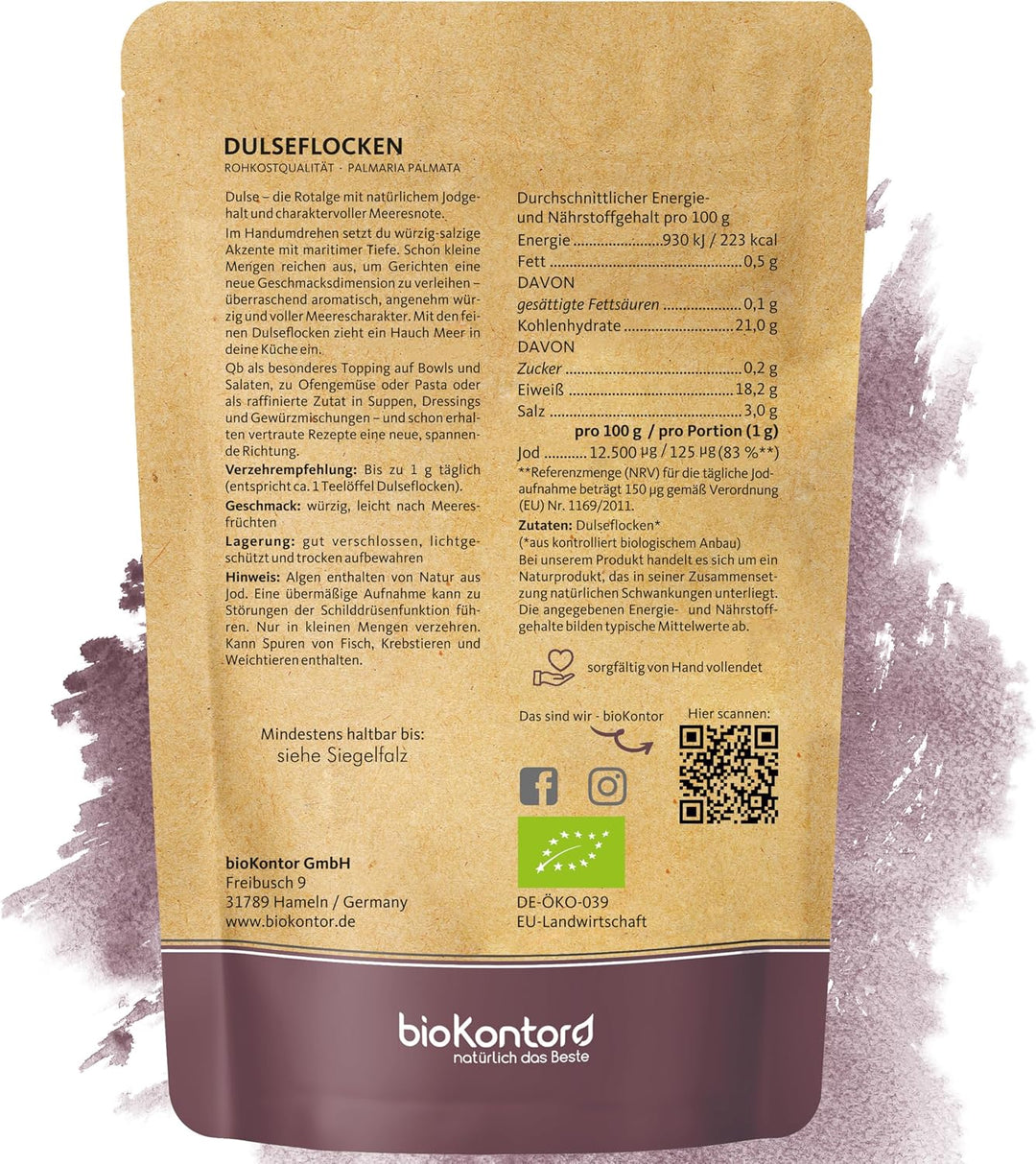 BIO Dulse Flocken 100g aus dem Atlantik | Dulse Algen aus Wildsammlung | 100% naturrein - Rohkost |