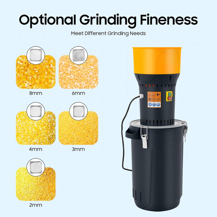 25L Elektrische Getreidemühle 1000W 220V Mühle Hochleistungsmühle mit 5 Sieben Getreide Maschine für