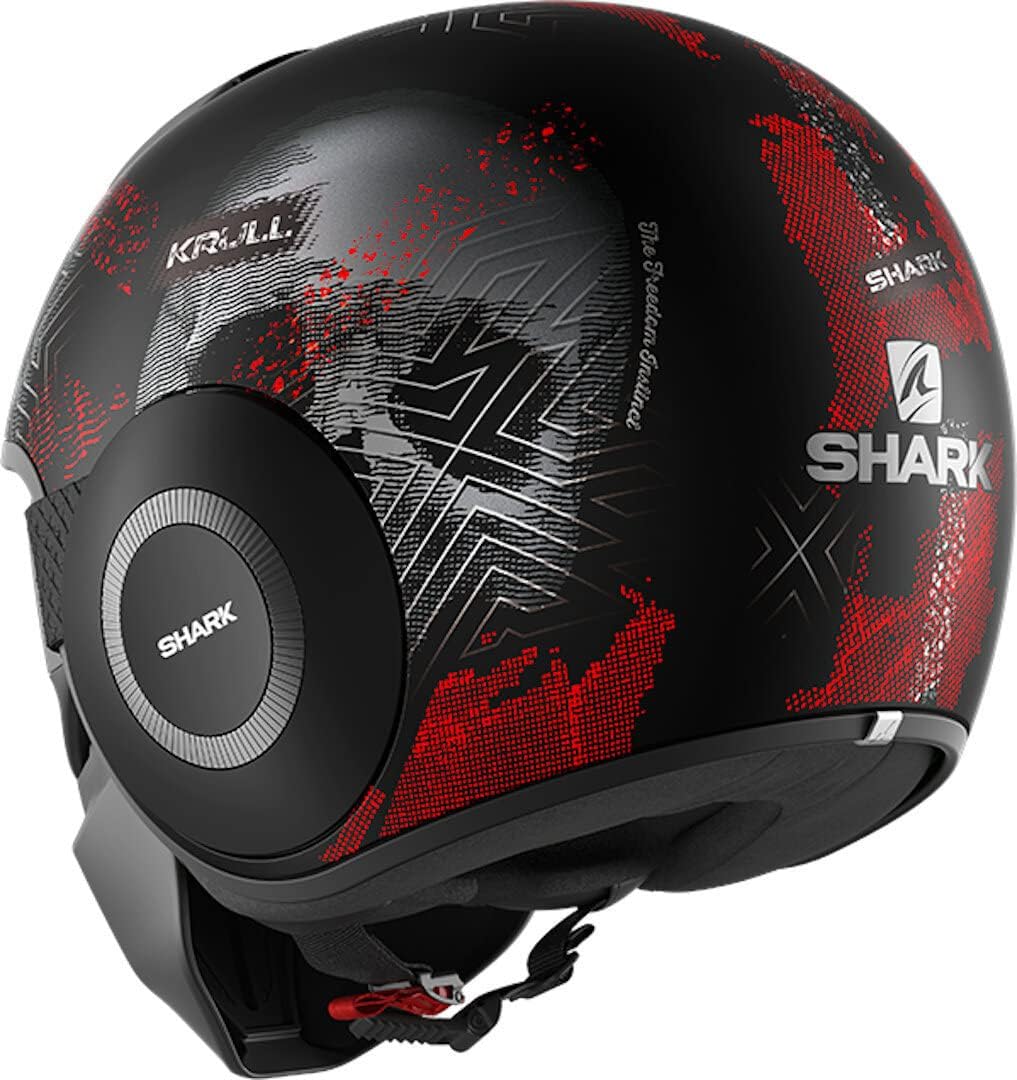 Shark, motorradhelm, Street Drak Krull, Mattschwarz grau rot KSR, XS XS Mattschwarz grau rot, XS Mat