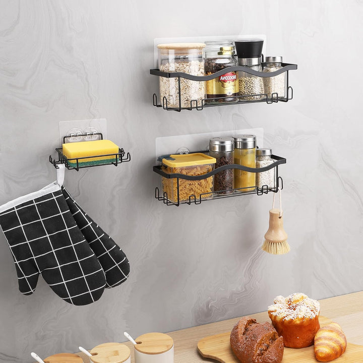 ALOCEO Duschablage ohne Bohren 3 Stück, Rostfrei Dusch Organizer, Shampoo Halterung für Dusche, Schw