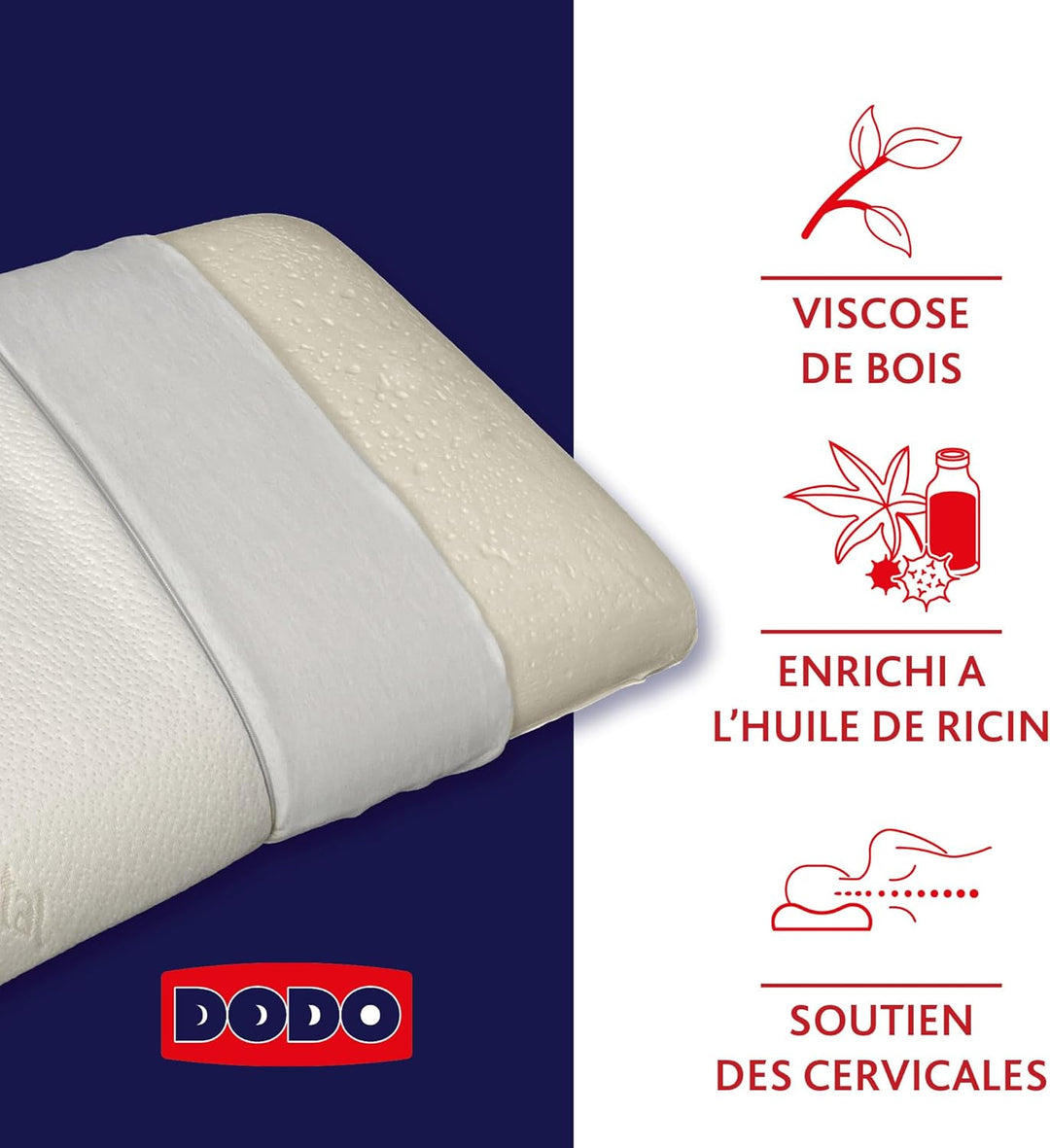 Dodo Kopfkissen, ergonomisch, pflanzlich, 45 x 70 cm, Memory-Form, rechteckig, Füllung 100% MDF, Unt