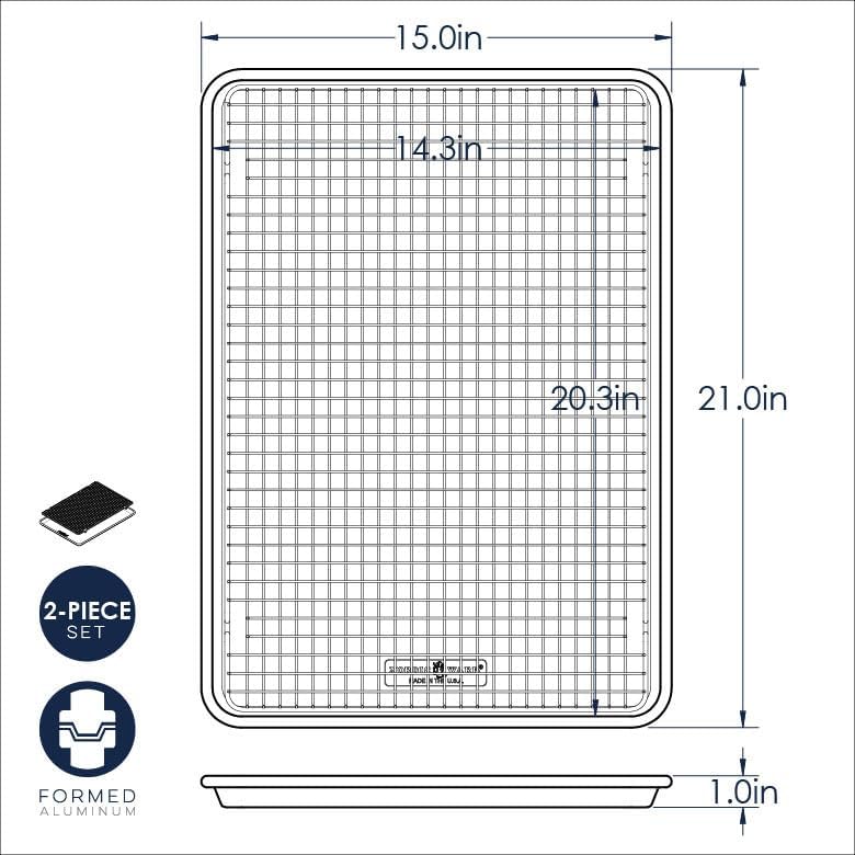 Nordic Ware 44612 Naturals Backblech, Aluminium, Aluminum Aluminum 1-Pack Grosses Blatt mit Gitter,