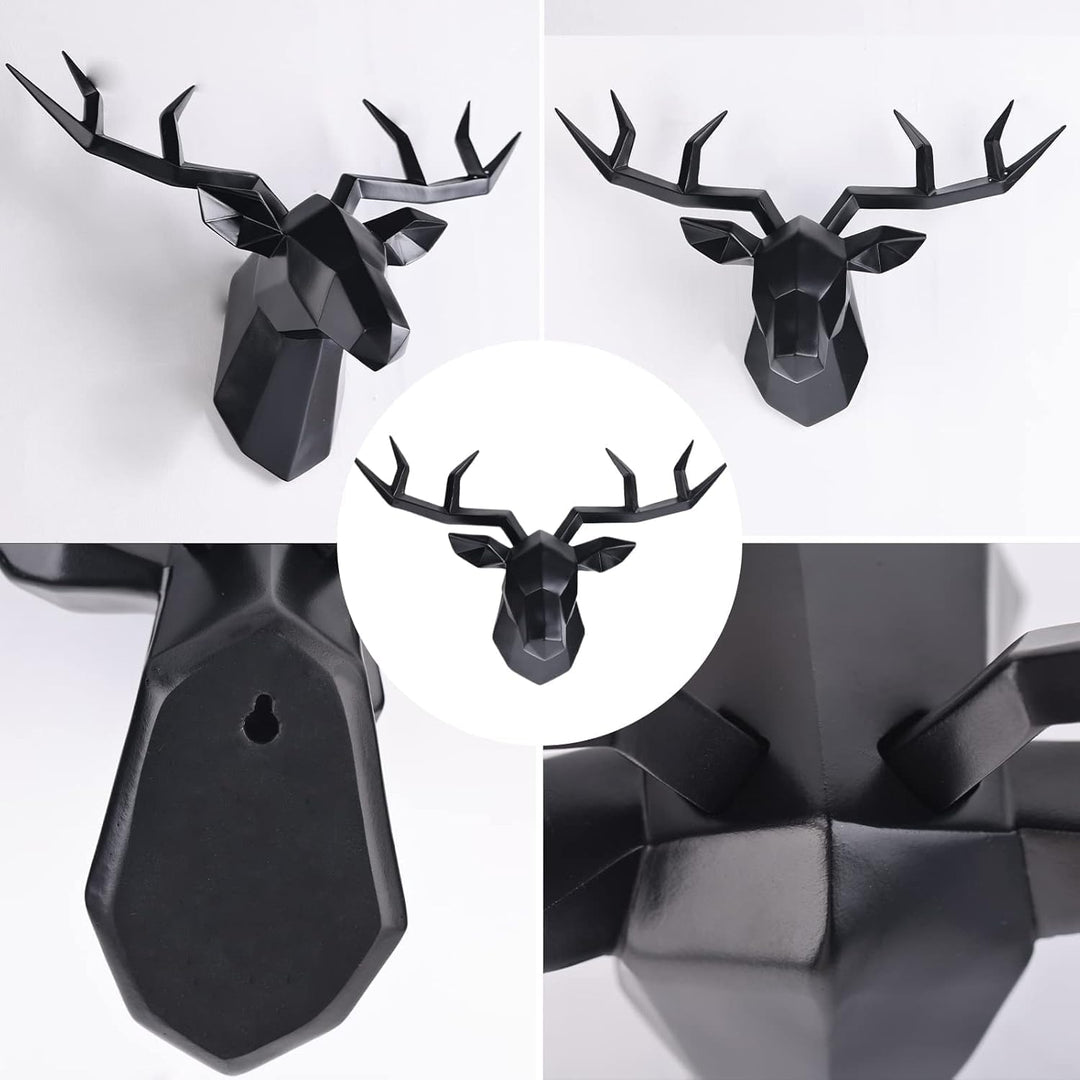 XYQXYQ Geometrische Hirschkopf Wandskulptur Moderne Hirschhorn Statue Wandbehang 3D Hirschhorn Dekor
