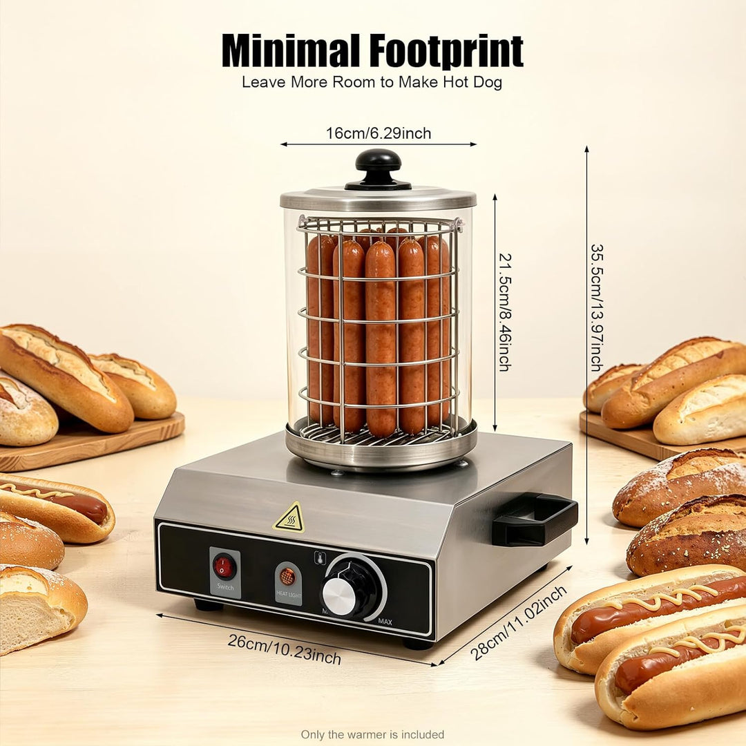 Profi Hot Dog Maker, 350w Edelstahl Wurstwärmer, Elektrisch Würstchenwärmer, 30-85℃ Temperatur, Wurs