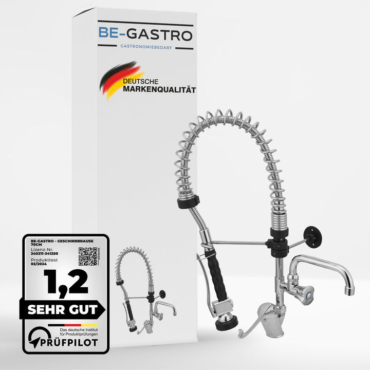 BE-GASTRO® I Profi Gastro Geschirrbrause „Premium“ inkl. Wasserhahn, Mischbatterie & ergonomischem L